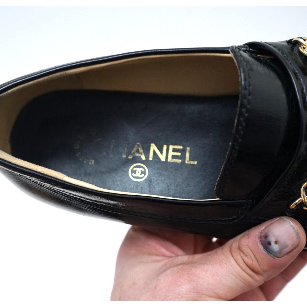 Chanel Penny Loafers Moccasins Charms Black Womens 41C - Picture 8 of 11